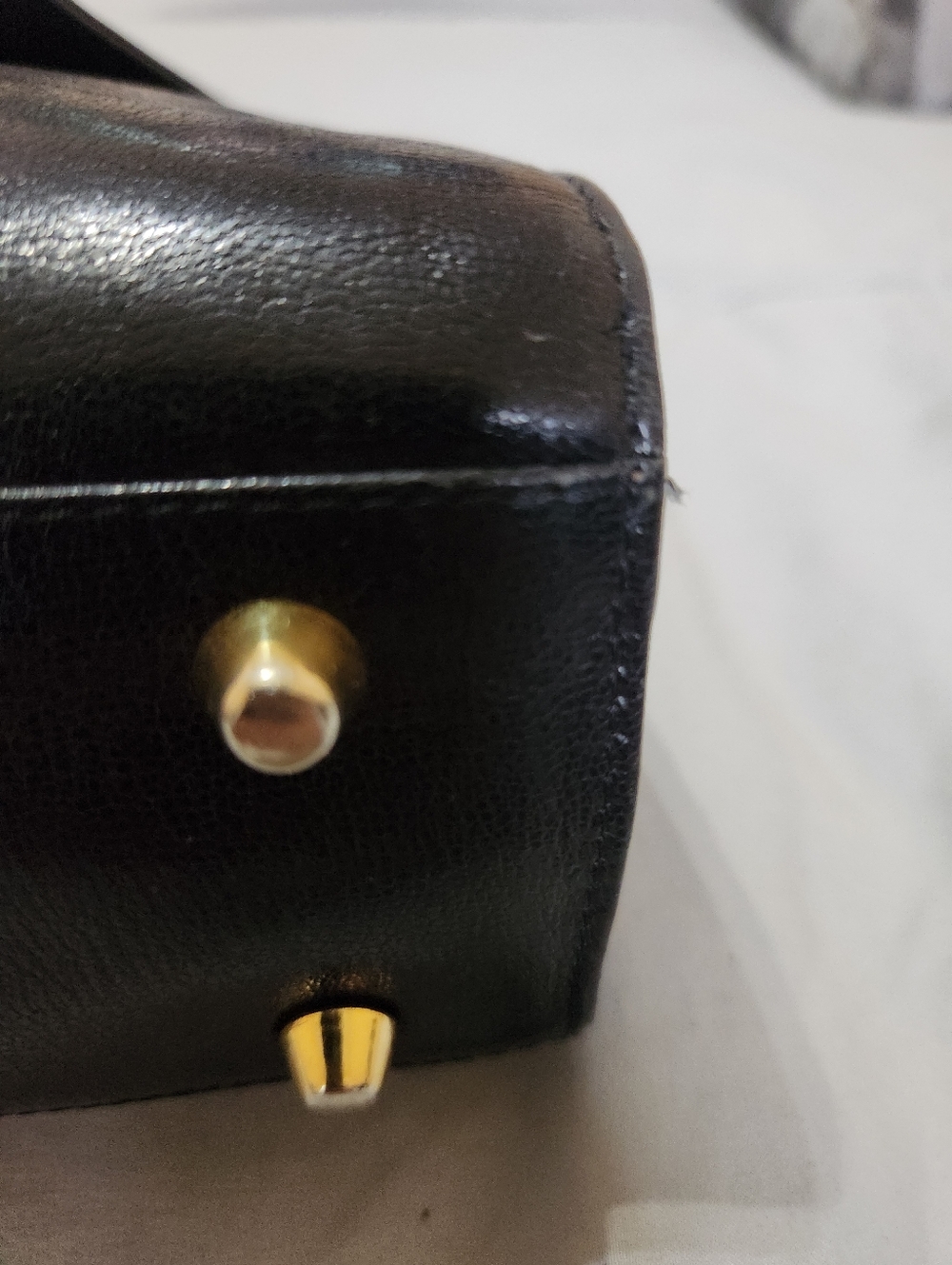 RARE VINTAGE FENDI ROMA 1970s/80s Black Leather Structured Top-Handle Box Bag - Picture 11 of 15